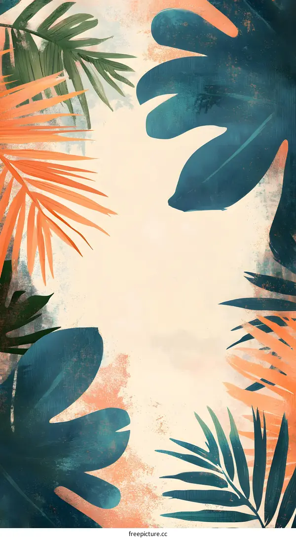 Tropical Leaves Abstract Art Painting Background