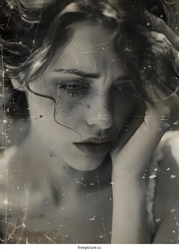 portrait of a sad looking young woman