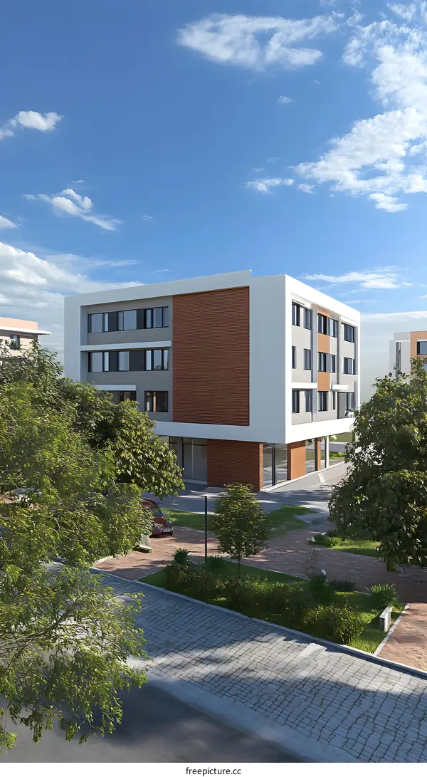 Modern Architecture Building Design With Brick Wall