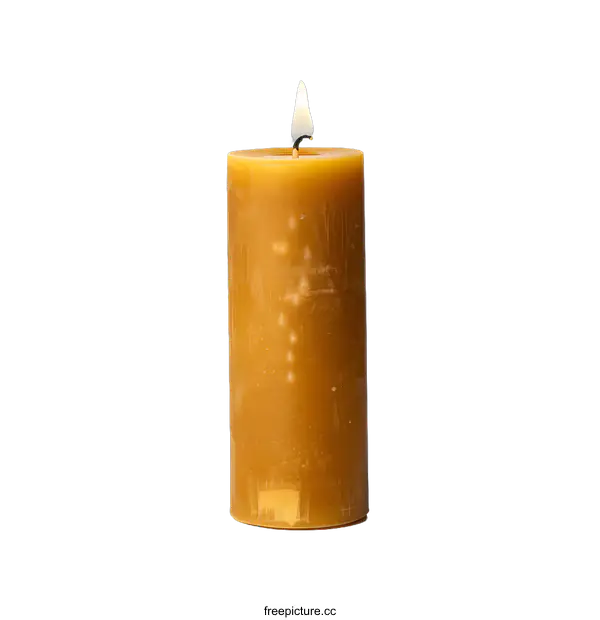 [Transparent Background PNG]Burning Yellow Candle on White Background