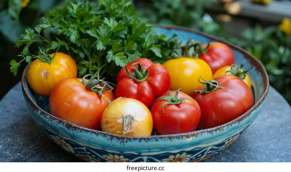 A bowl of fresh organic vegetables