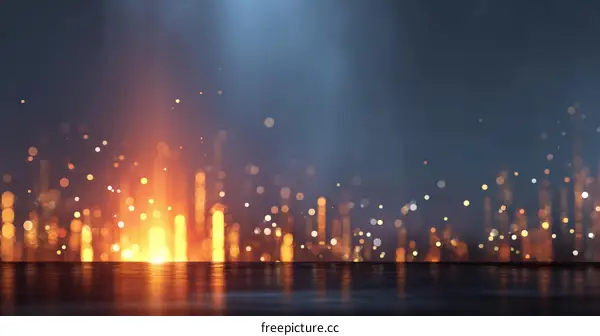 Abstract Cityscape Bokeh Background with Orange Light