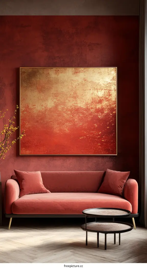 Modern Abstract Art Piece in a Living Room Setting