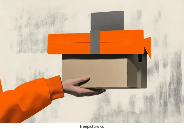 Delivery Person Holding Cardboard Box Illustration