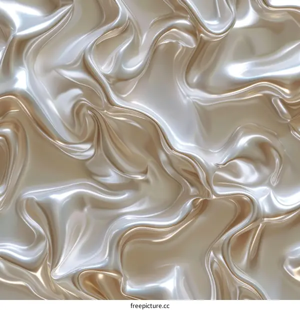 3D rendering of a seamless silk fabric texture with soft folds and highlights in light gold color