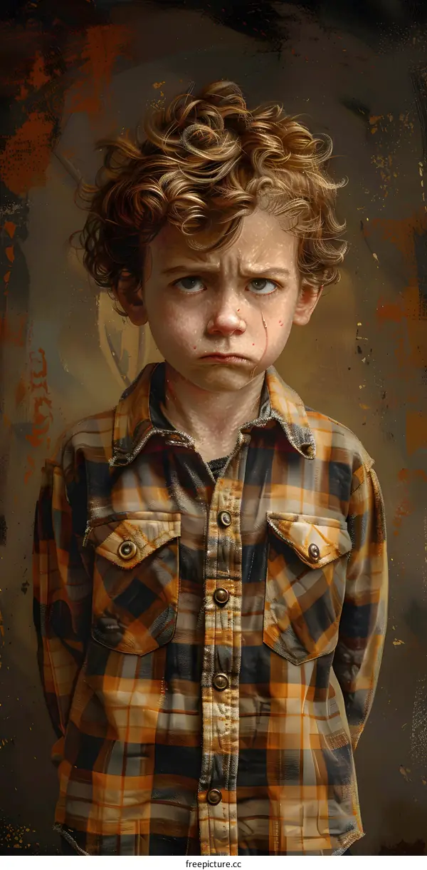 Portrait of a boy with curly hair