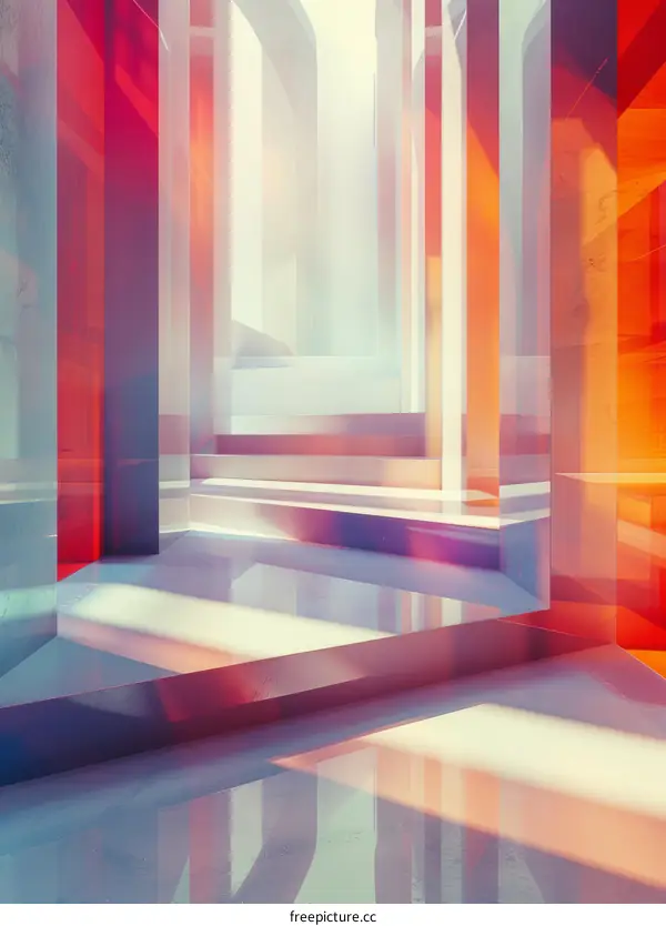 Surreal Red and White Geometric Corridor