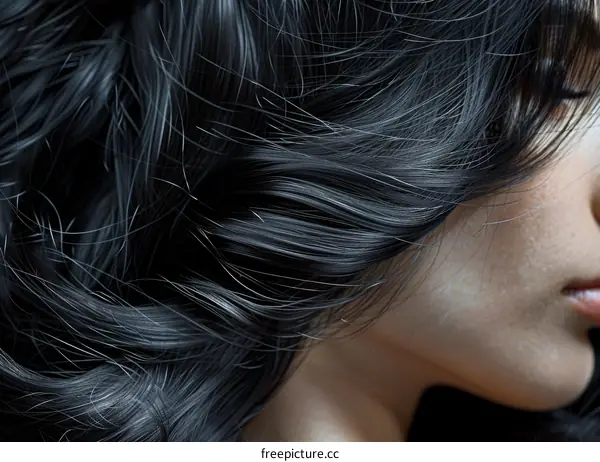 Close-up of a woman's black hair