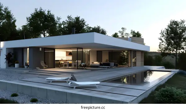 Modern Minimalist House with Infinity Pool and  Landscaping