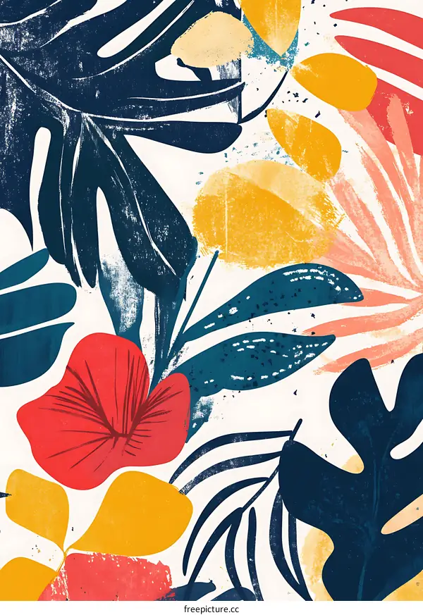 Tropical Leaf Pattern Abstract Art Print