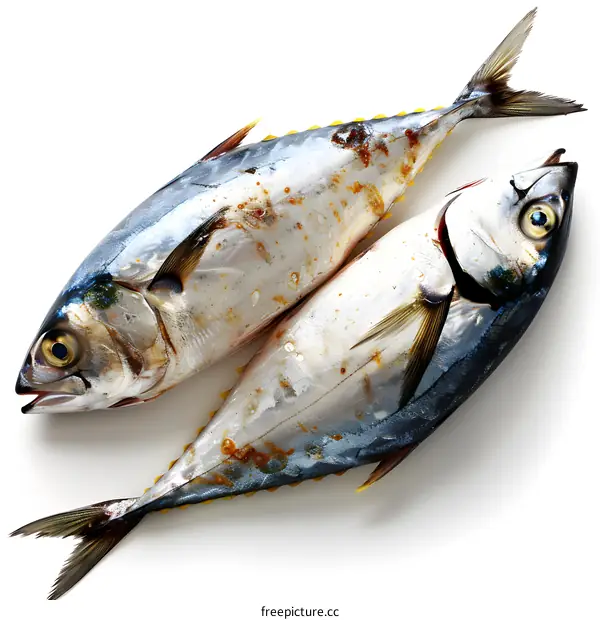 Two Fresh Tuna Fish on White Background