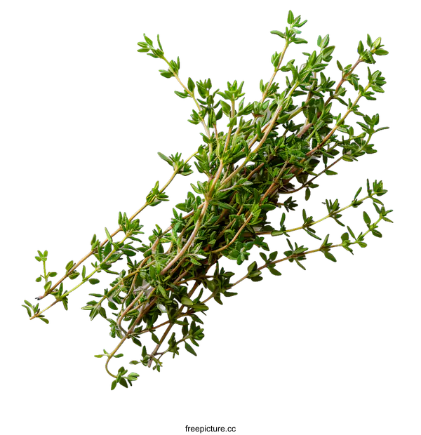 [Transparent Background PNG]Fresh Thyme Sprigs on White Background