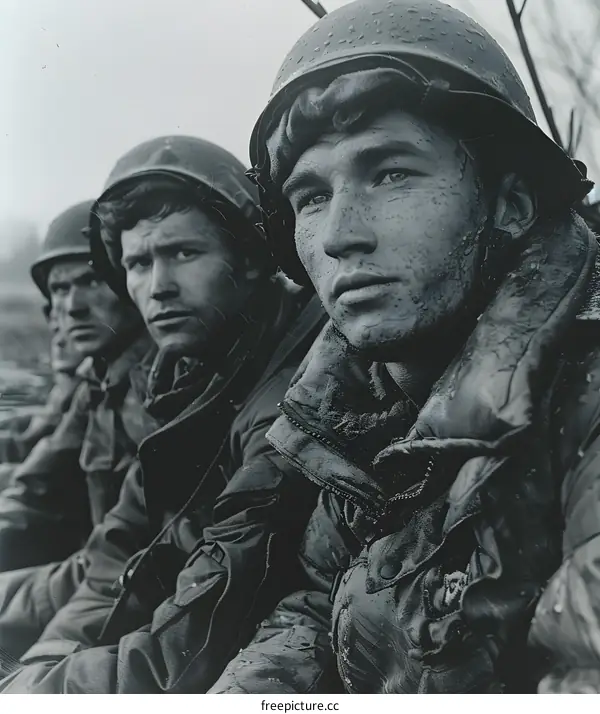 Three American soldiers in Vietnam.
