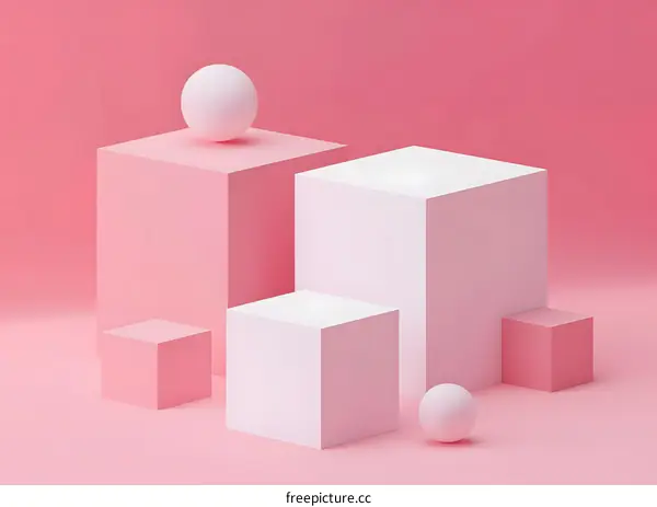 Pink and White Geometric Shapes Abstract Background