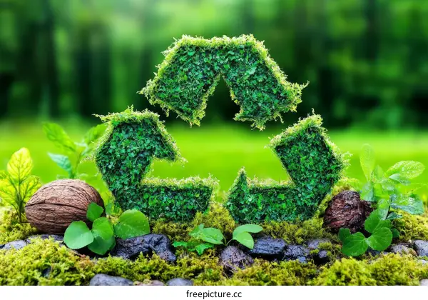 Recycling Symbol Made of Green Plants