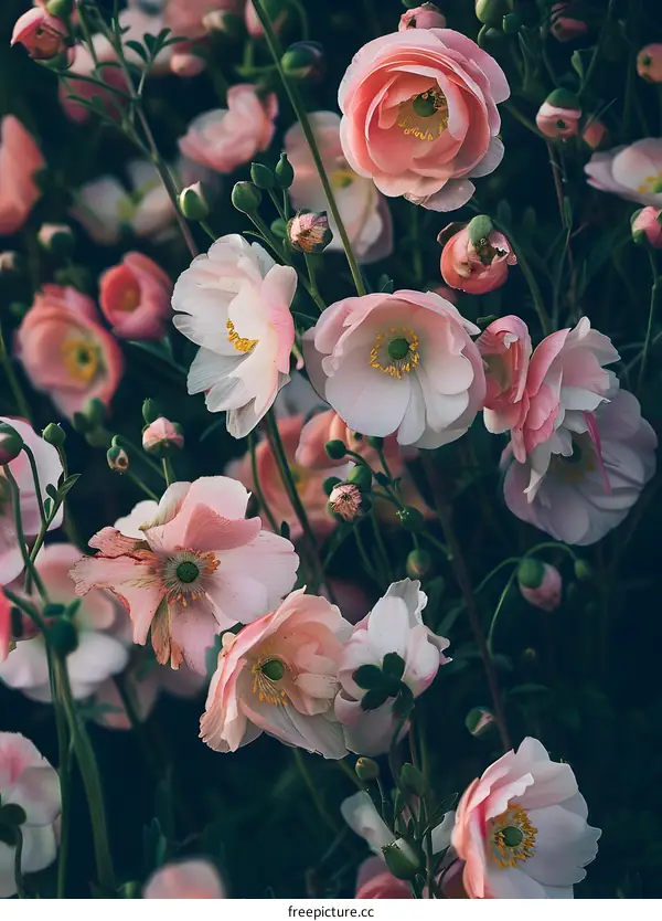 Delicate Pink Flowers Blooming in a Garden