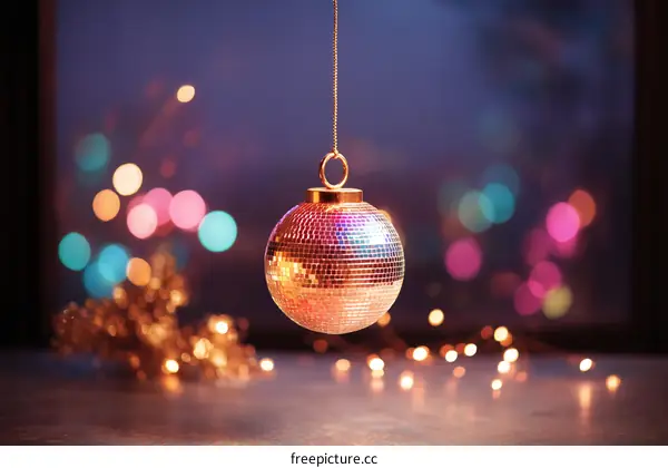 Disco Ball Ornament with Festive Lights