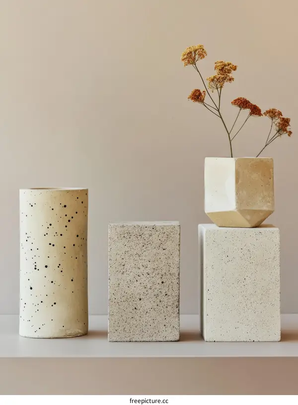 Neutral Decor Concrete Vase and Stands