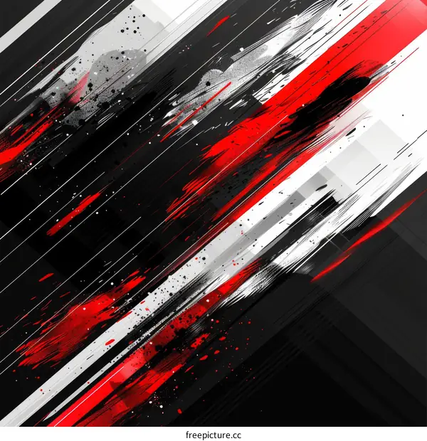 Black red and white abstract painting