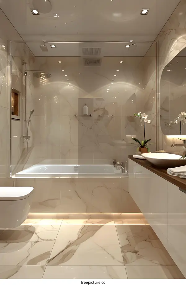 Elegant Bathroom with Marble and Tile
