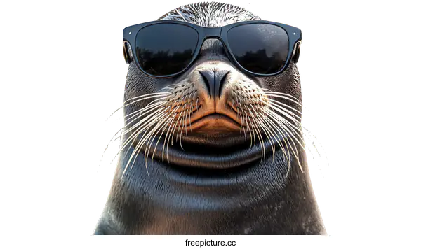 [Transparent Background PNG]Funny Seal with Sunglasses Photo