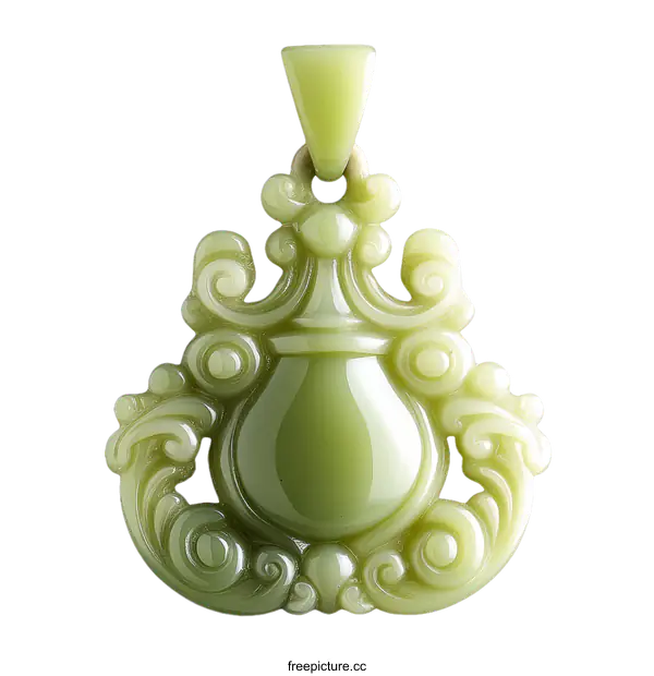 [Transparent Background PNG]Jade Pendant with Exquisite Carving