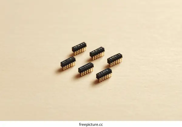 Small Electronic Components on Beige Background