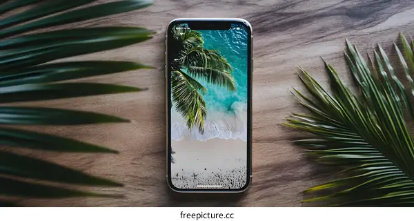 Palm Tree Beach Phone Wallpaper