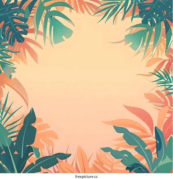 Tropical Leaves Border Illustration Background
