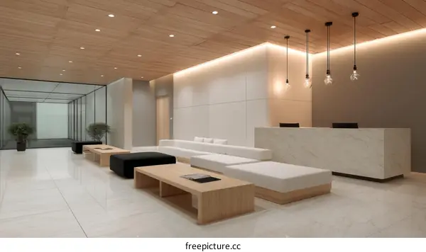 Modern Minimalist Office Lobby Interior Design