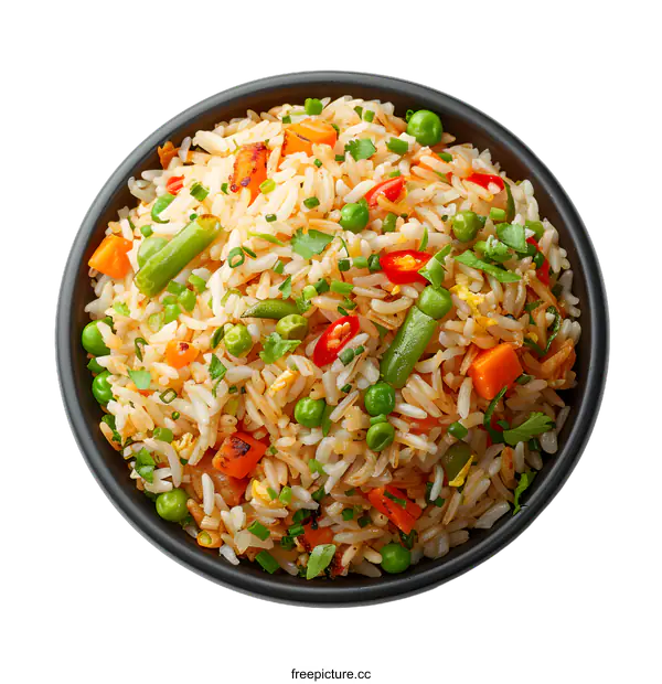 [Transparent Background PNG]Vegetable Fried Rice in a Bowl