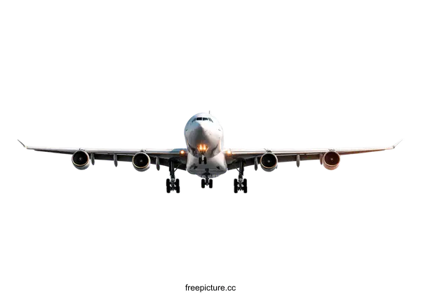 [Transparent Background PNG]Large Passenger Jet Landing in Sky