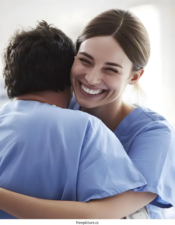 Happy Doctor Hugging Patient