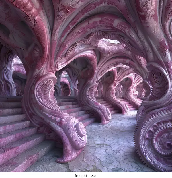 Pink Alien Temple Structure