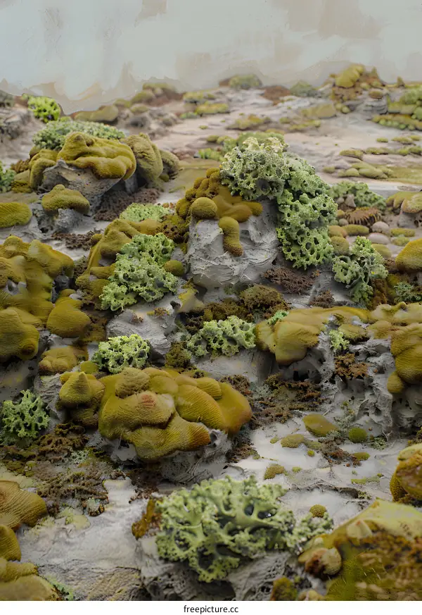 Close Up View Of Green Moss Growing On Rocks