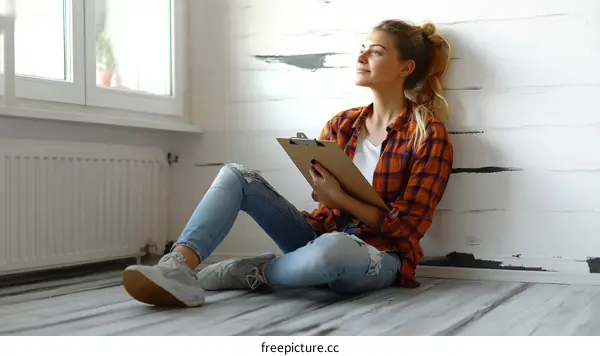 Caucasian Woman Relaxing and Planning in a Home