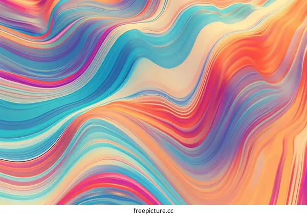 Colorful abstract painting with smooth wavy shapes