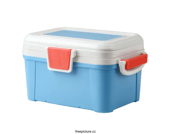 [Transparent Background PNG]Light Blue Plastic Cooler Box with Red Handles