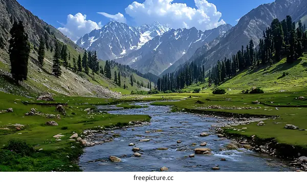 Majestic Mountain Valley with Crystal Clear River