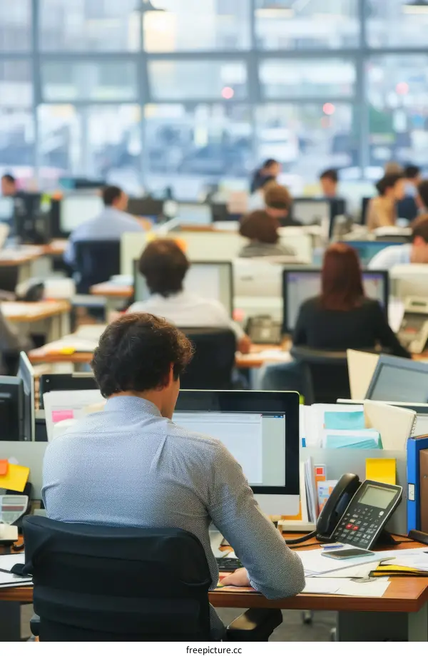 A group of people working in an office