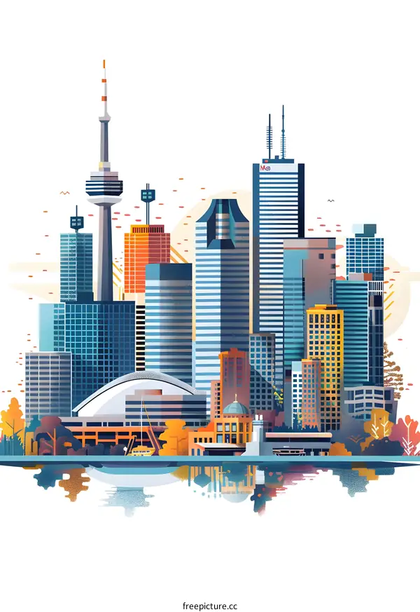 Toronto Skyline Illustration with CN Tower