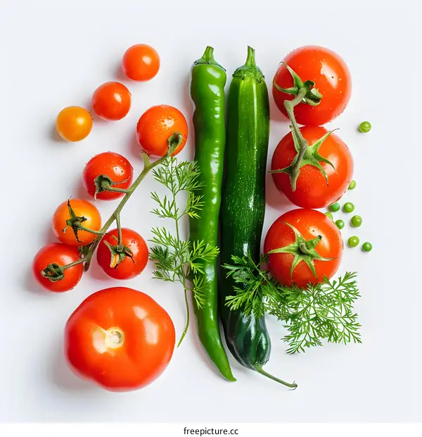Fresh vegetables on white background