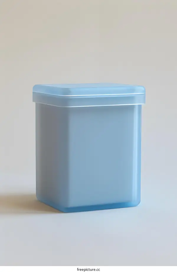 Blue plastic container on white background