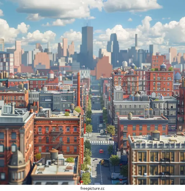 Aerial View of a Vibrant, Dense Metropolis with Towering Buildings