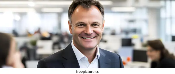 Smiling Businessman Portrait In Modern Office