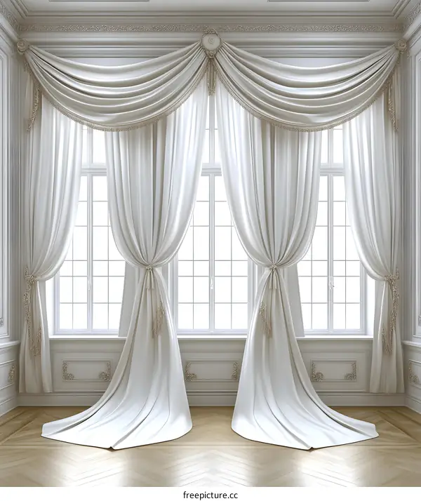 White Drapery and Window with White Trim
