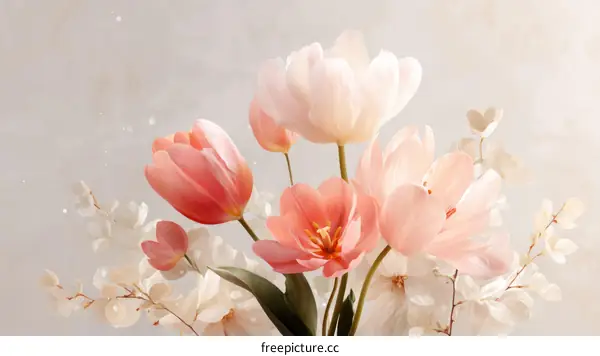 Elegant Bouquet of Pastel Tulips and Branches