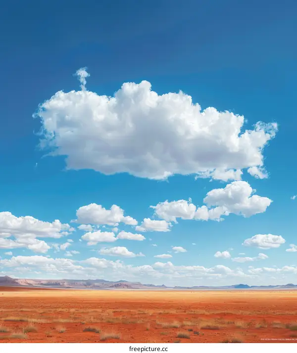 Arid Desert Landscape with Dramatic Cloudscape