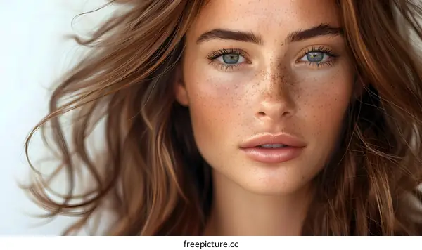 portrait of a young woman with freckles