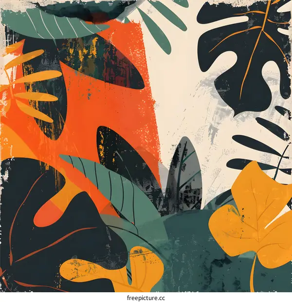 Abstract Tropical Leaves Illustration